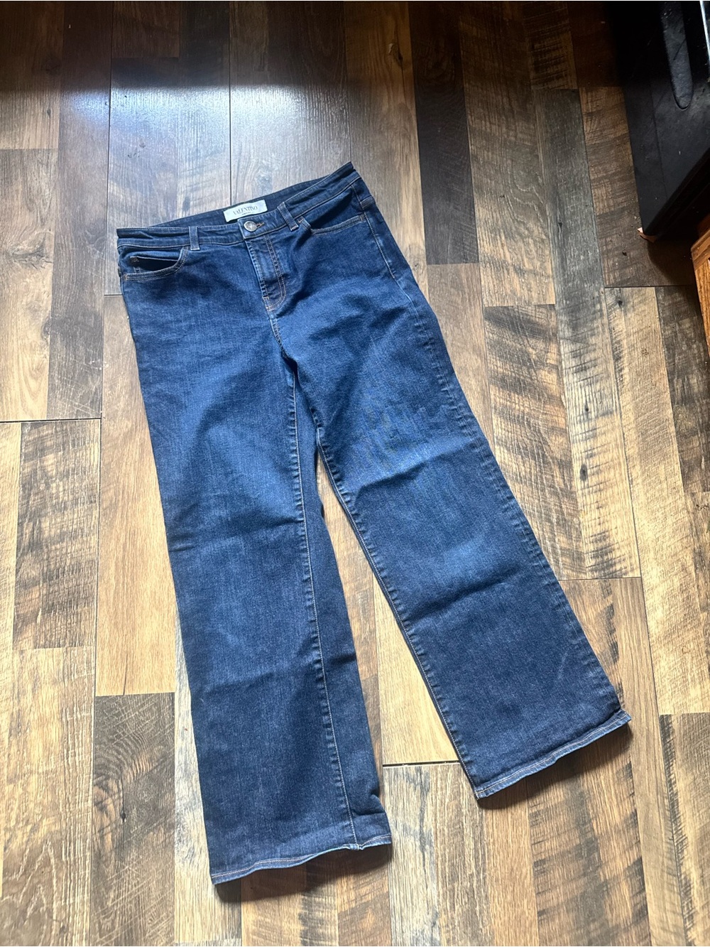 Valentino Dark Blue Cropped Wide-Leg Jeans